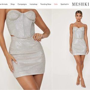 Meshki TOVE Shimmer Strapless Bustier - Silver